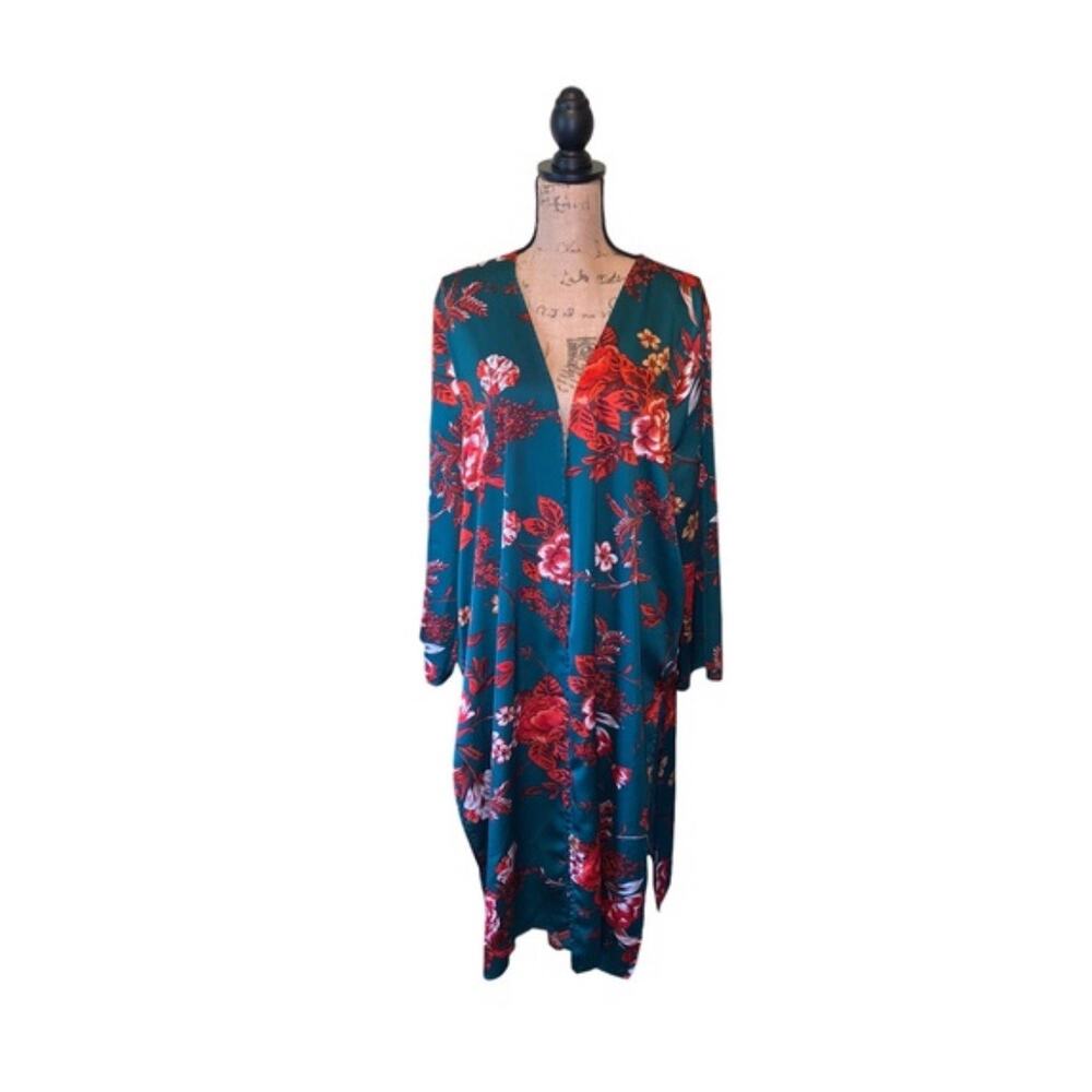 Boohoo Kimono Duster‎ Floral Green US Size 18